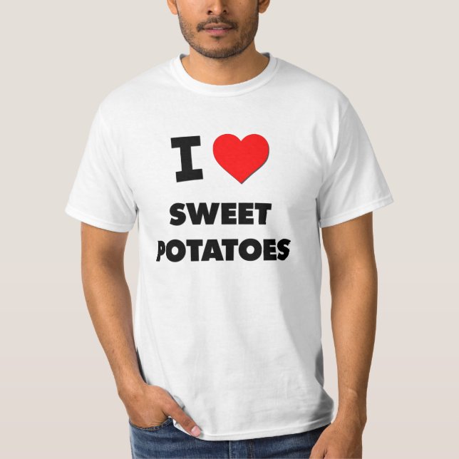 Camiseta Eu amo batatas doces (a comida) (Frente)