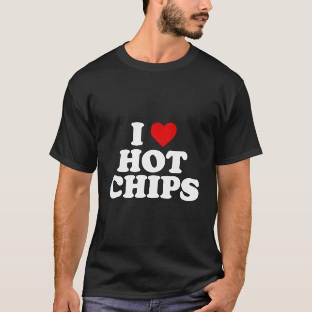 Camiseta Eu Amo Batatas Fritas Quentes (Frente)