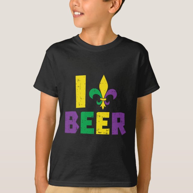 Camiseta Eu Amo Beer Jester Hat Equipe De Bebendo Mardi Gra (Frente)