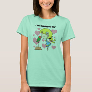 Camiseta Eu amo beijar meus desenhos animados bonitos do