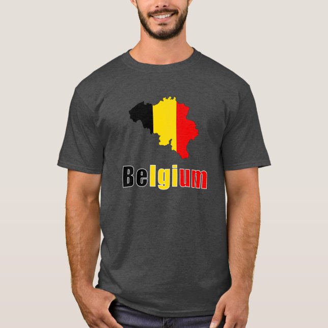 Camiseta Eu amo Bélgica - Bandeira da Bélgica (Frente)