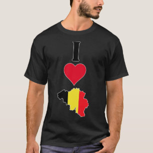 Camiseta Eu Amo Bélgica Vertical I Heart Country Flag Map
