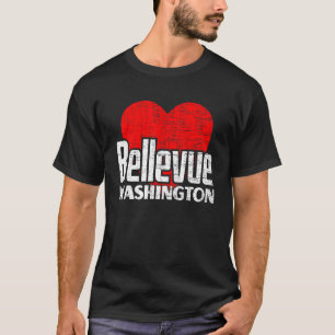 Camiseta Eu Amo Bellevue Washington Retro Big Heart Bellevu