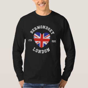 Camiseta Eu Amo BERMONDSEY Coração Bandeira Distintivo Lond