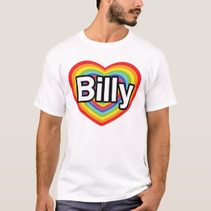 Camiseta Eu amo Billy: coração do arco-íris