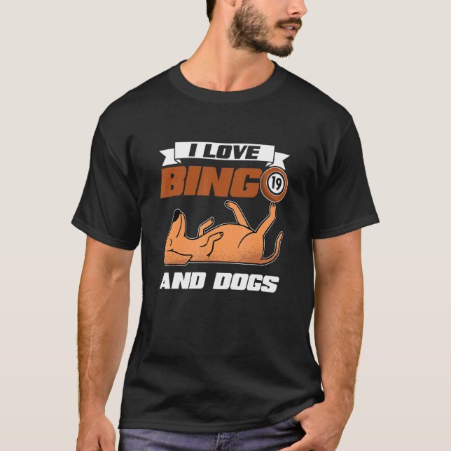 Camiseta Eu Amo Bingo E Cachorros Casino Jogo Loteria Bing (Frente)