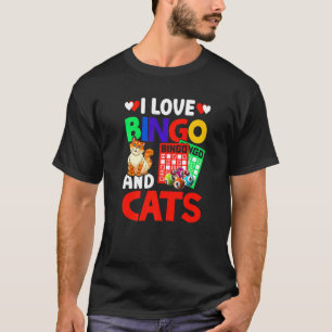 Camiseta Eu Amo Bingo E Gatos Bingo Chamando Humor Lottery