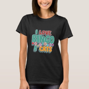 Camiseta Eu Amo Bingo e Gatos Bingo de Animais Fofos 1