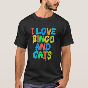 Camiseta Eu Amo Bingo e Gatos Design de Bingo de Animais Fo