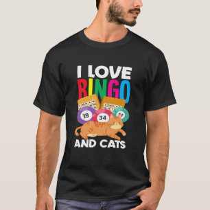 Camiseta Eu Amo Bingo E Gatos Vibrações Divertidas Relaxant