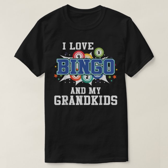 Camiseta Eu Amo Bingo E Meus Netos Engraçados Bingo T-Shirt (Frente do Design)