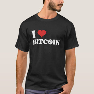 Camiseta Eu Amo Bitcoin (Declaração BTC e Gráfico de Coraçã