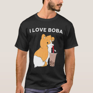 Camiseta Eu Amo Boba Corgi Cachorro Chá Bubble T