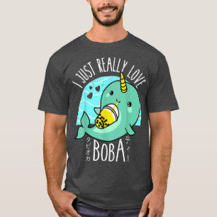 Camiseta Eu Amo Boba Japonês Anime Kawaii Narw