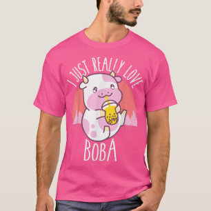 Camiseta Eu Amo Boba Japonês, Kawaii Anime Cow
