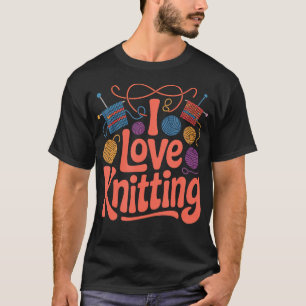 Camiseta Eu Amo Bolas de Lã Criativas para Tricô