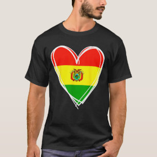 Camiseta Eu Amo Bolívia Legal Bolívia Bandeira Heart Design