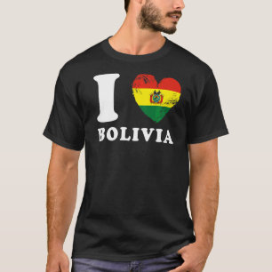 Camiseta Eu Amo Bolívia Sinalizador do Coração Bolívia