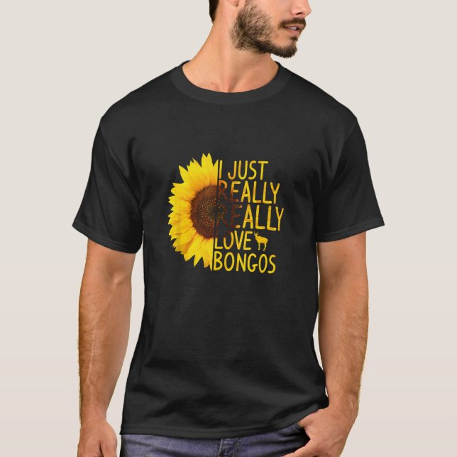 Camiseta Eu Amo Bongos Mulheres Homens Antelope Sunf (Frente)