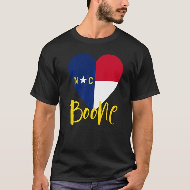 Camiseta Eu Amo Boone North Carolina City Nc Flag Heart (Frente)