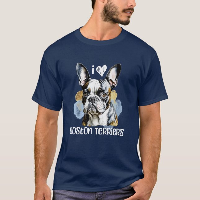 Camiseta Eu Amo Boston Terriers (Frente)