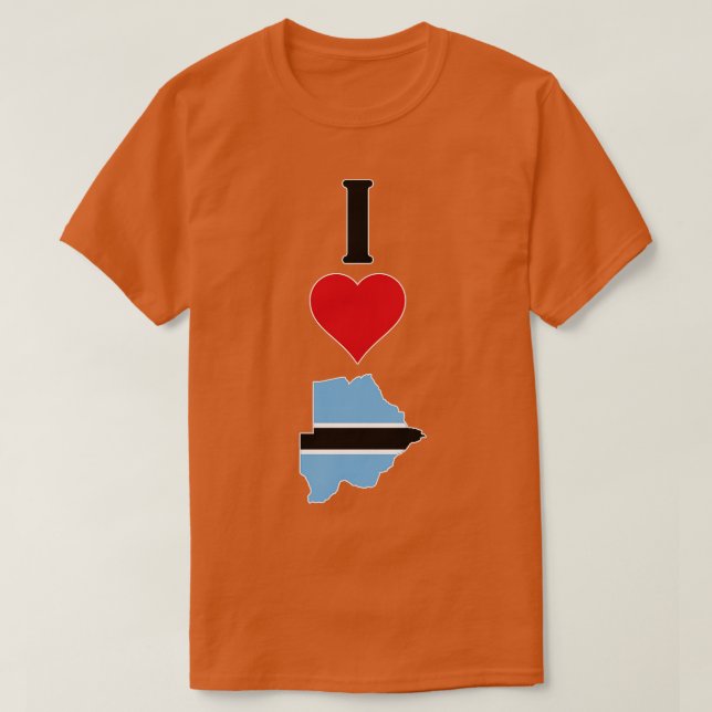 Camiseta Eu Amo Botsuana Vertical I Heart Country Flag Map (Frente do Design)