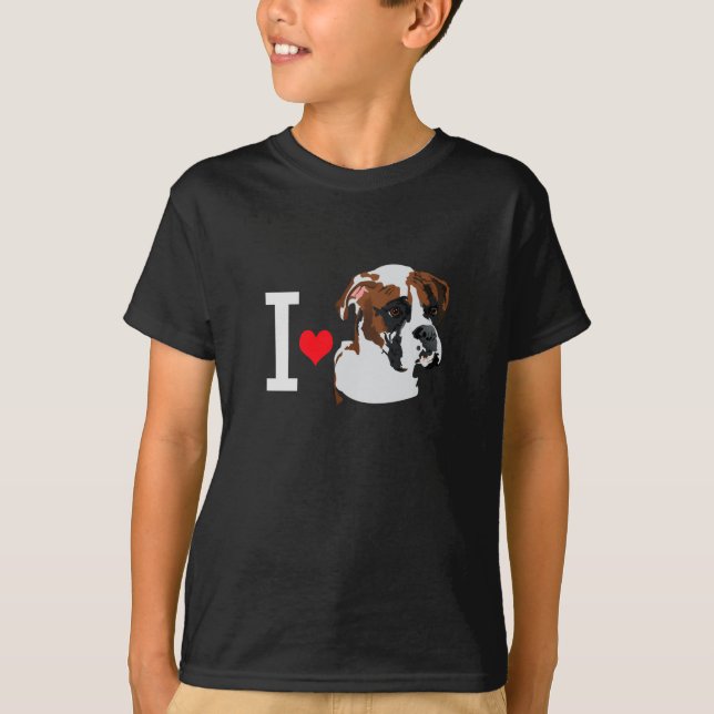Camiseta Eu amo Boxers Eu amo Boxer Dogs (Frente)