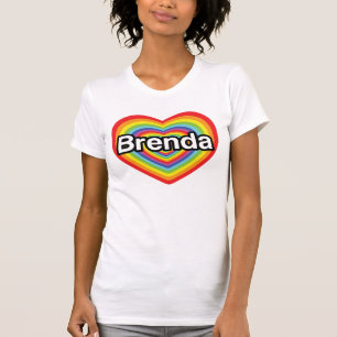 Camiseta Eu amo Brenda: coração arco-íris