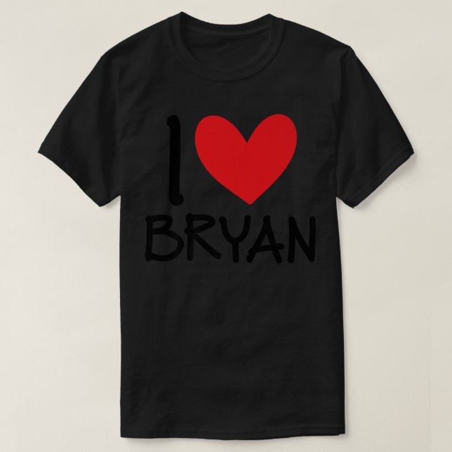 Camiseta Eu Amo Bryan Name Personalised Men Cara Amigo BFF (Frente do Design)