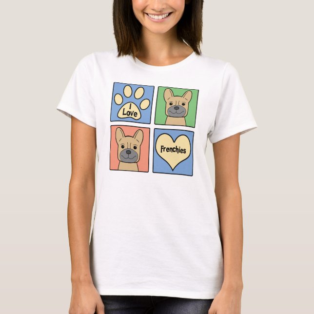 Camiseta Eu amo buldogues franceses (Frente)