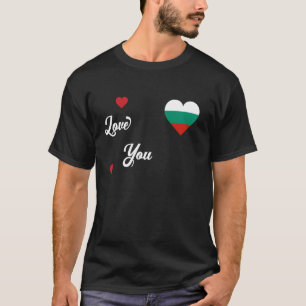 Camiseta Eu amo Bulgária com bandeira búlgara em um coração