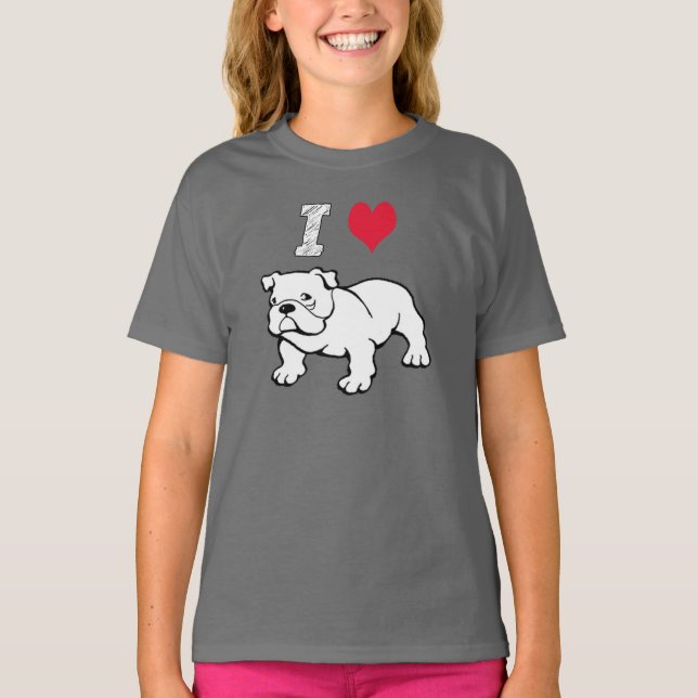 Camiseta Eu Amo Bulldog (Frente)