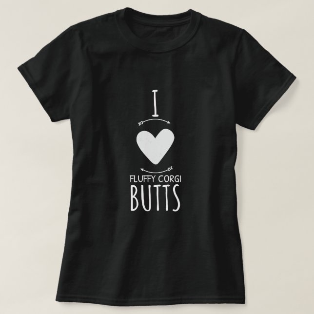 Camiseta Eu amo bumbuns macios do Corgi (Frente do Design)