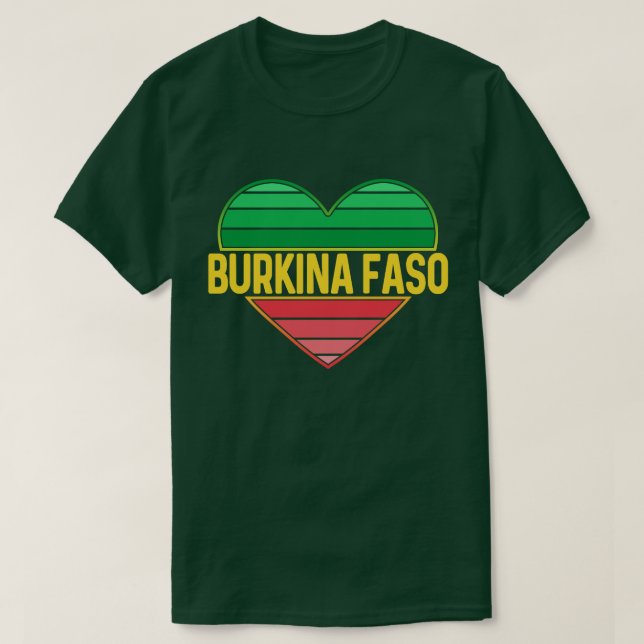 Camiseta Eu Amo Burkina Faso, Heart Burkinabè (Frente do Design)