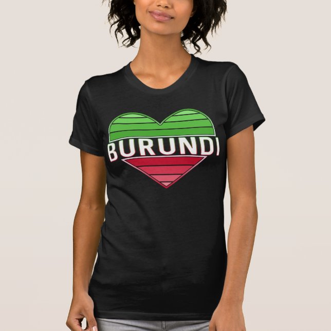 Camiseta Eu Amo Burundi, Coração Burundi (Frente)