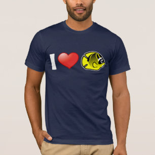 Camiseta Eu amo Butterflyfish do guaxinim