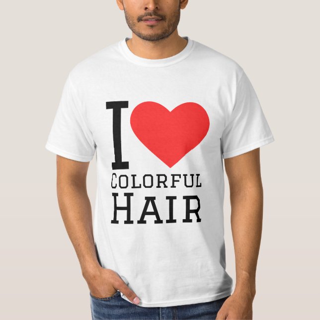 Camiseta Eu amo cabelo colorido  (Frente)
