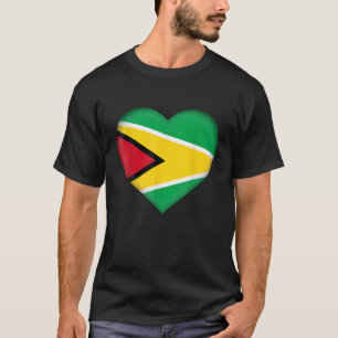 Camiseta Eu Amo Cabina de Coração de Bandeira da Guiana