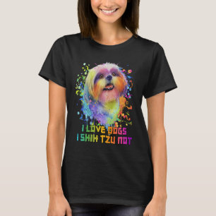 Camiseta Eu Amo Cachorros Eu Shih Tzu Não Cachorro Mãe Pele