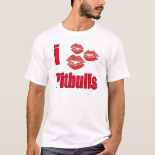 Camiseta Eu amo cães de Pitbull, beijos do batom loucos