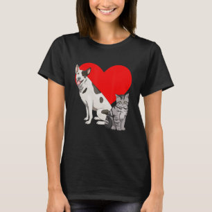 Camiseta Eu Amo Cães E Gatos Mulheres Pet Animal Resgate Am