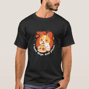 Camiseta Eu Amo Cães & Pizza Pizzeria Calzone Cachorrinho C
