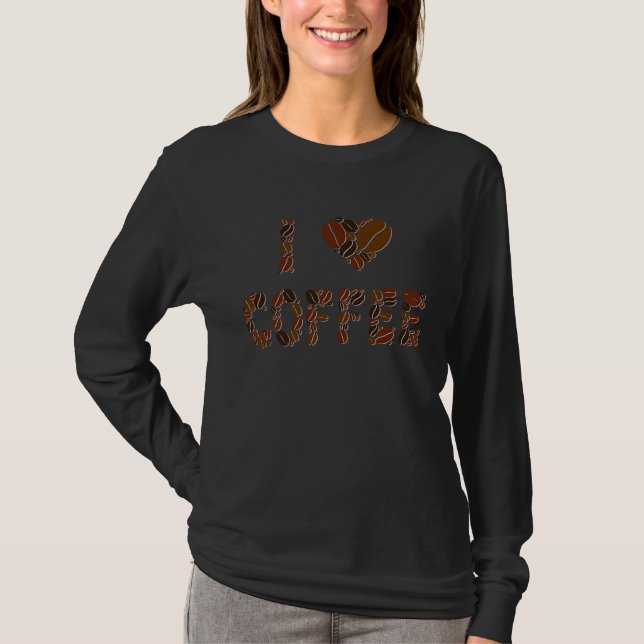 Camiseta Eu Amo Café com Cafeína Latte Chá Expresso Cappucc (Frente)