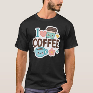 Camiseta Eu Amo Café Cute Kawaii Adesivo – Café Adorável