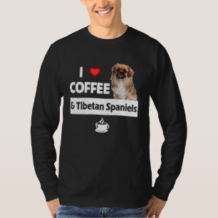 Camiseta Eu Amo Café e Mãe de Spaniels Tibetanos Pai Café