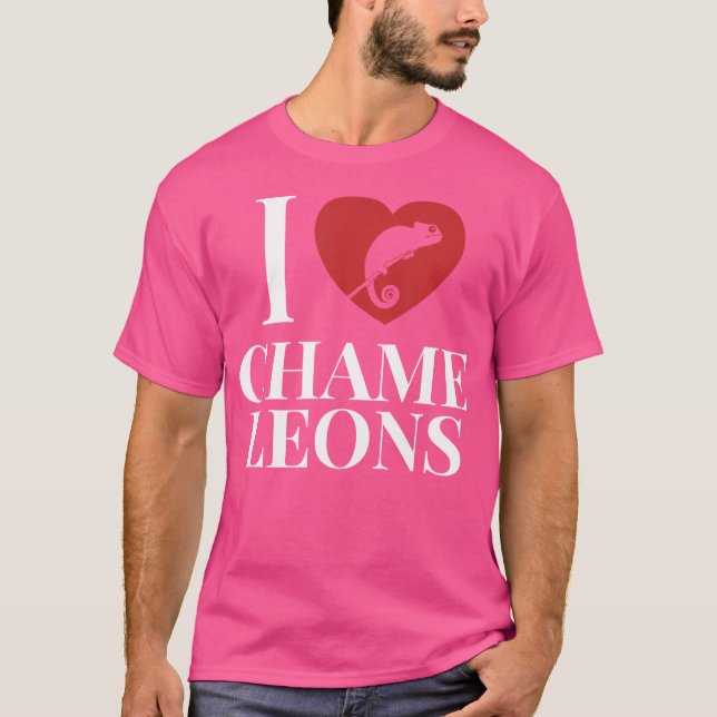 Camiseta Eu Amo Camaleões Veados Pantera Chamaeleonidae Ch (Frente)