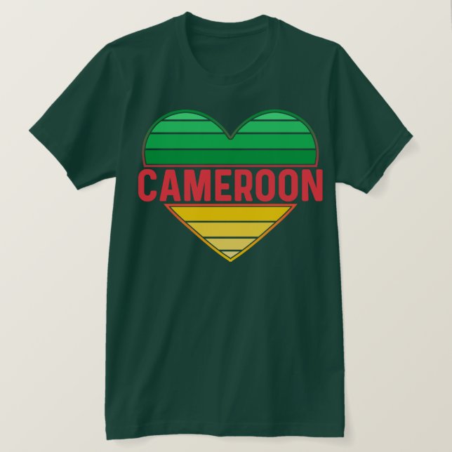 Camiseta Eu Amo Camarões, Coração Camaronês (Frente do Design)