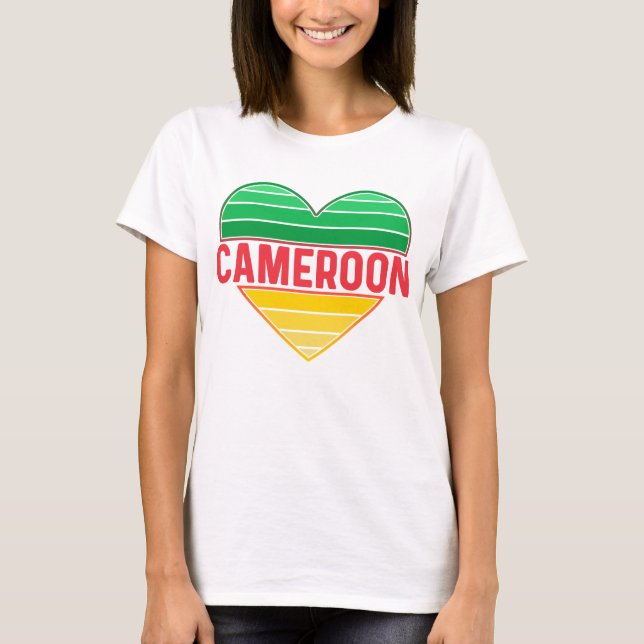 Camiseta Eu Amo Camarões, Coração Camaronês (Frente)