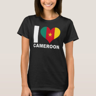 Camiseta Eu amo Camarões Heart Flag Camarões 1