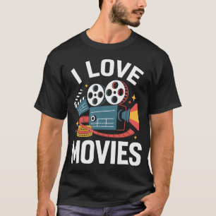 Camiseta Eu Amo Câmera de Clap de Filme de Rollo de Filme